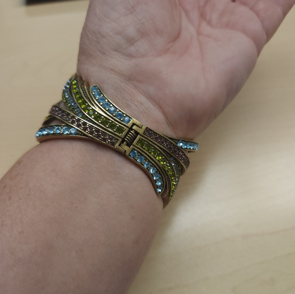 Elegant Blue and Gold Cuff Bracelet - Picture 3 of 5